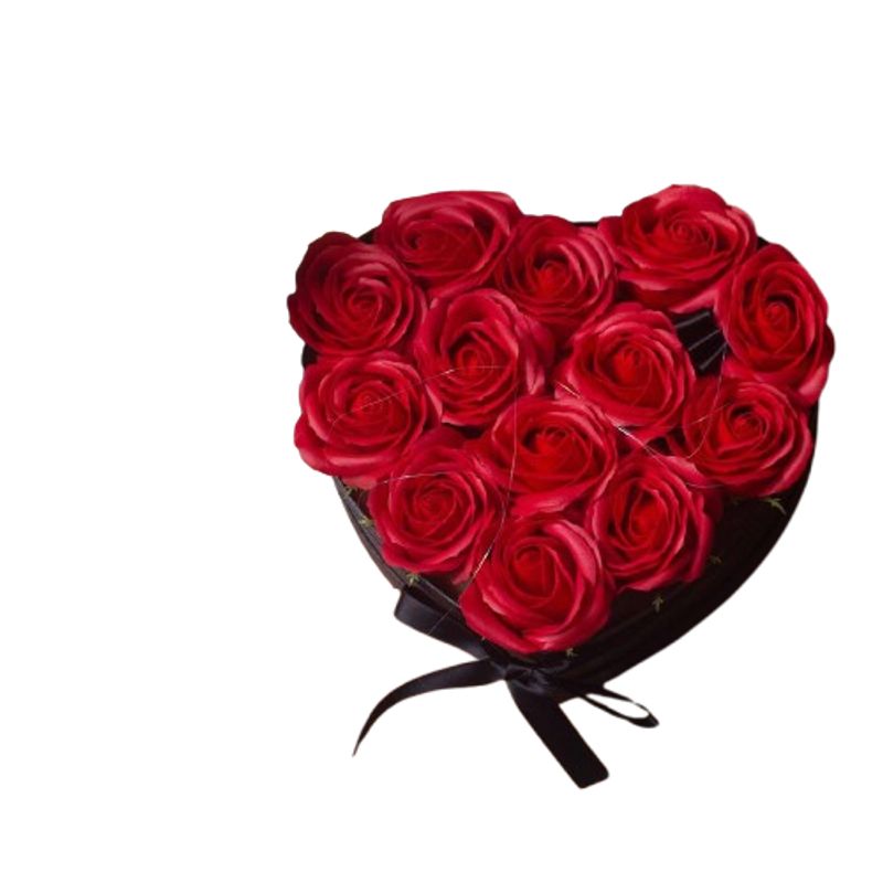 GENERICO - Box Corazón de 15 Rosas Eternas de Jabón