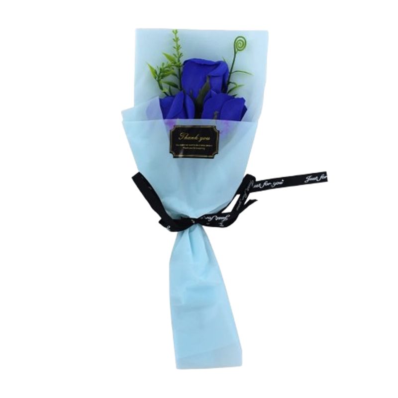 GENERICO - Bouquet de 3 Rosas Azules Eterna de Jabón