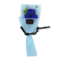 GENERICO - Bouquet de 3 Rosas Azules Eterna de Jabón