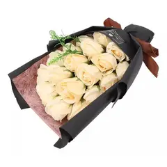 GENERICO - Bouquet de 24 Rosas Blancas Eterna de Jabón