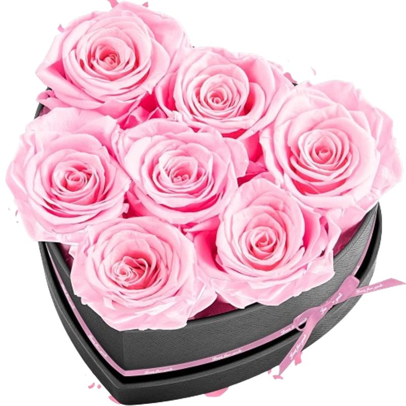 GENERICO - Box Corazón 7 Rosas Rosadas Eternas de Jabón