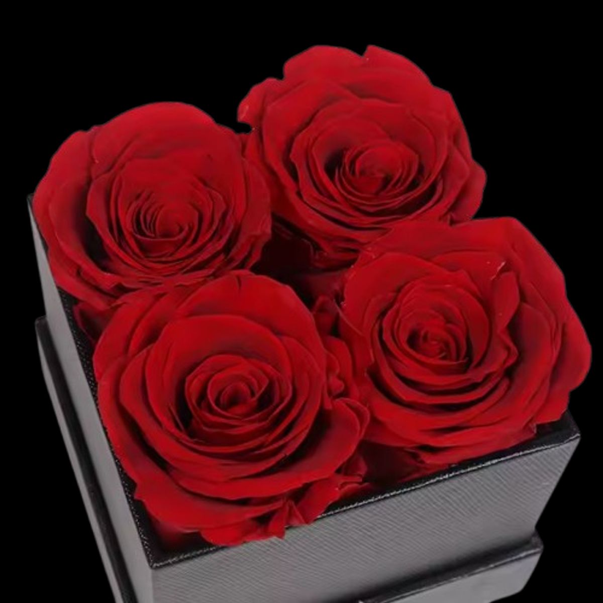 GENERICO - Box Cuadrado 4 Rosas Rojas Eternas de Jabón