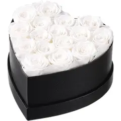 GENERICO - Box Corazón 16 Rosas Blancas Eternas de Jabón