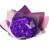 Ramo Buchón de 25 Rosas Eternas de Jabón Moradas