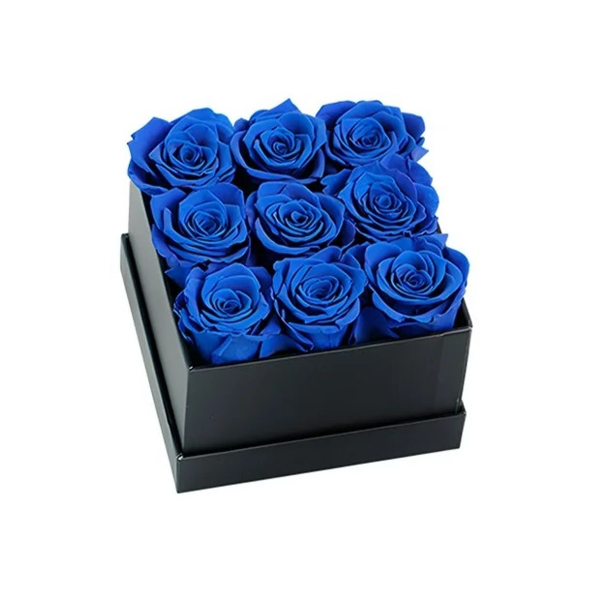 GENERICO - Box Cuadrado de 9 Rosas Azules Eternas de Jabón