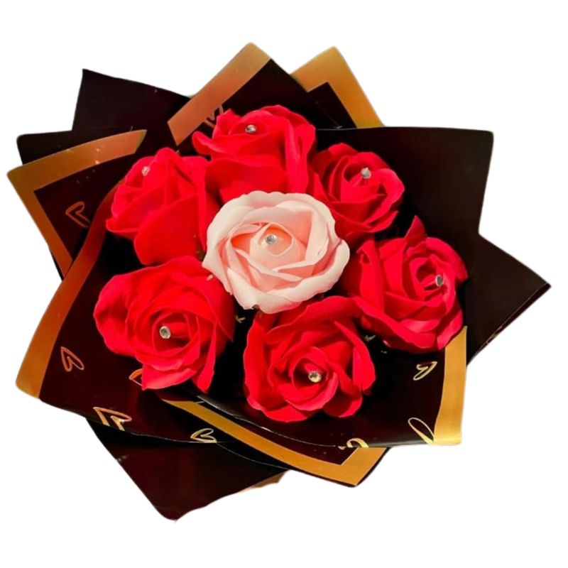 GENERICO - Ramo de 7 Rosas Eternas de Jabón
