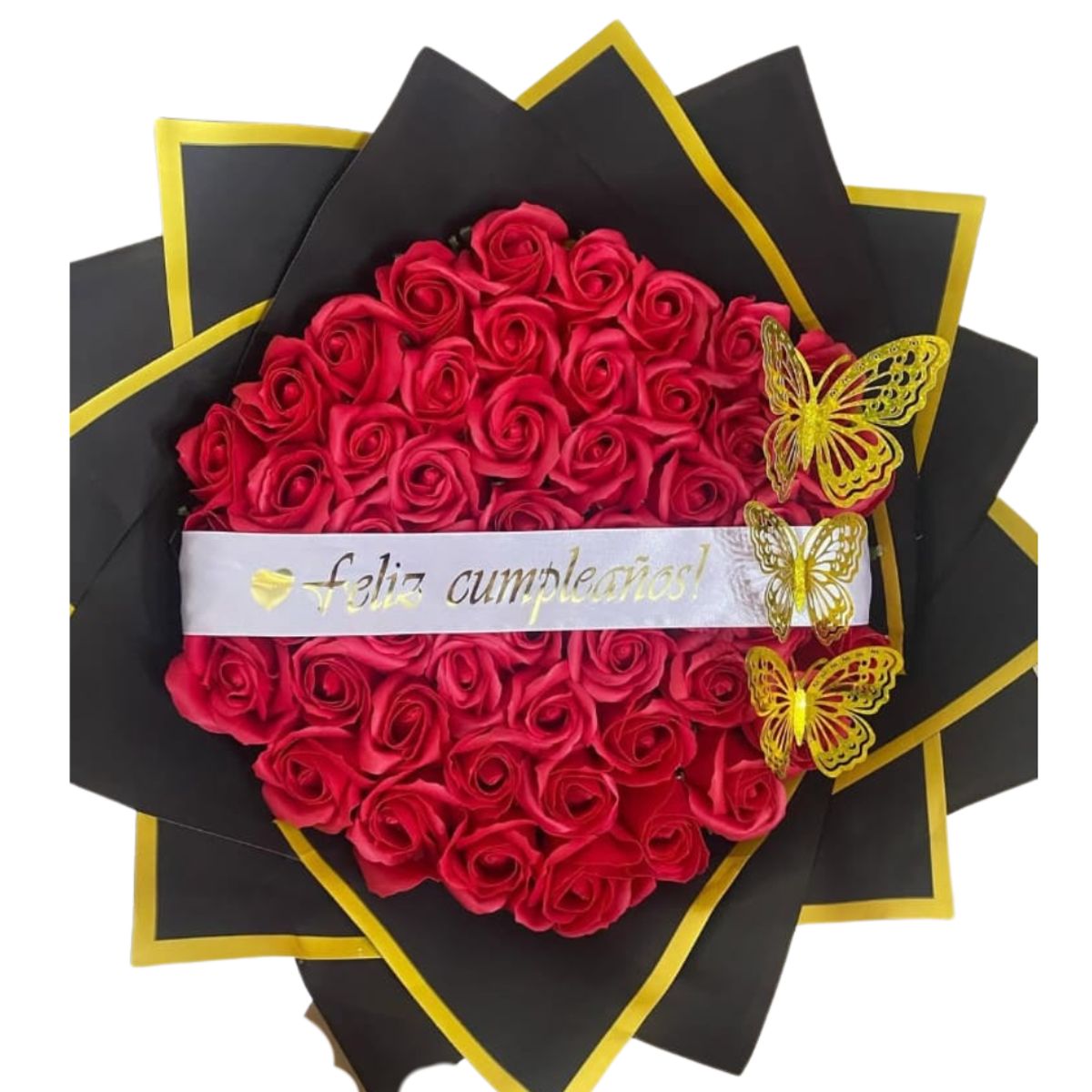 GENERICO - Ramo Buchón de 70 Rosas Eternas de Jabón Rojas con cinta