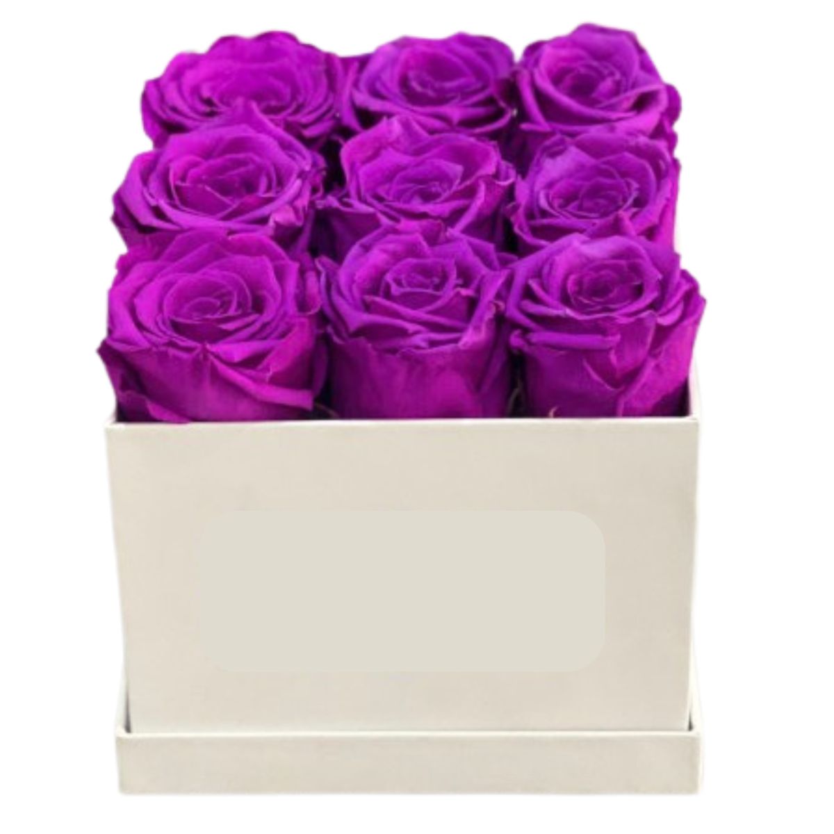 GENERICO - Box Cuadrado de 9 Rosas Moradas Eternas de Jabón
