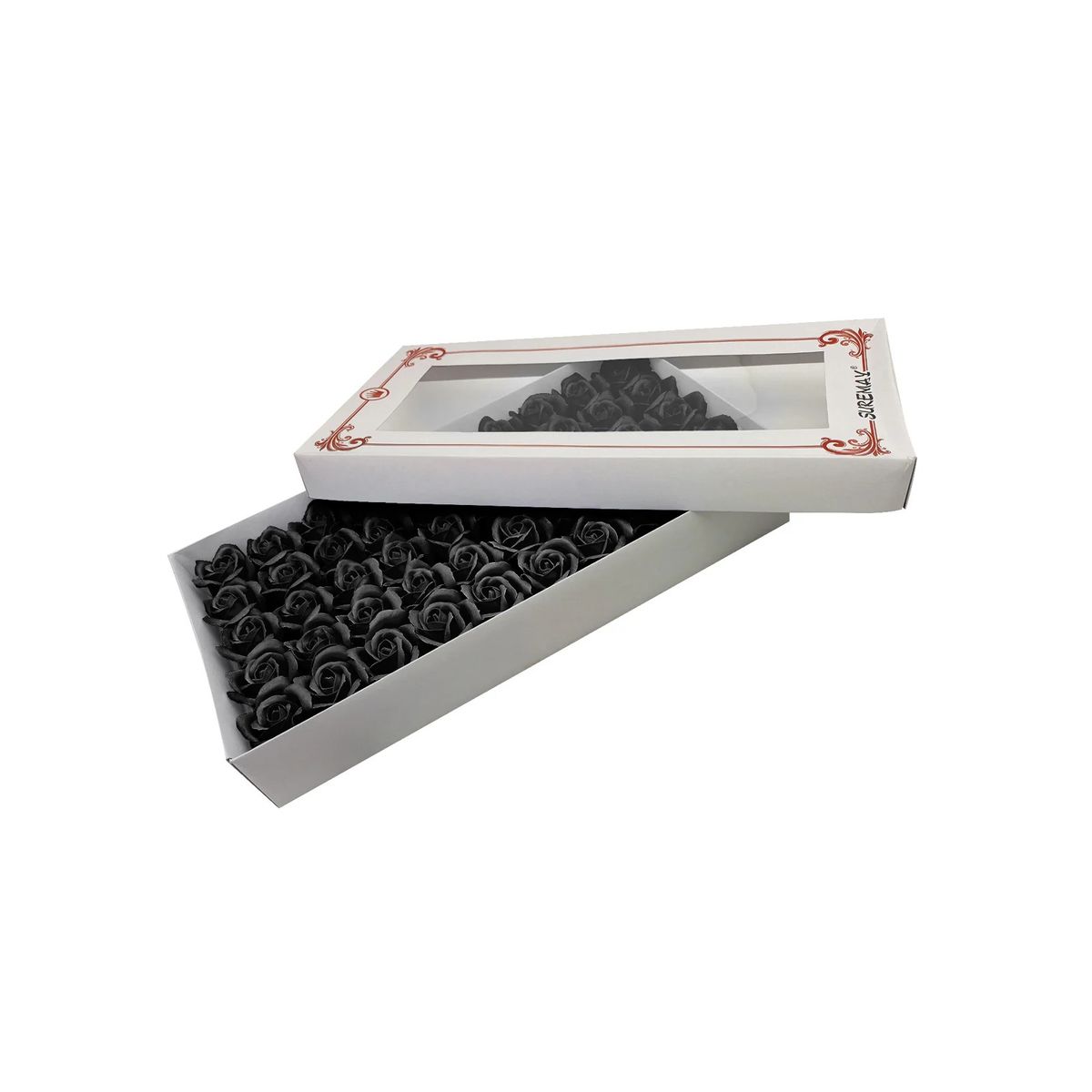 GENERICO - Caja de 50 Rosas Negras Eternas de Jabón