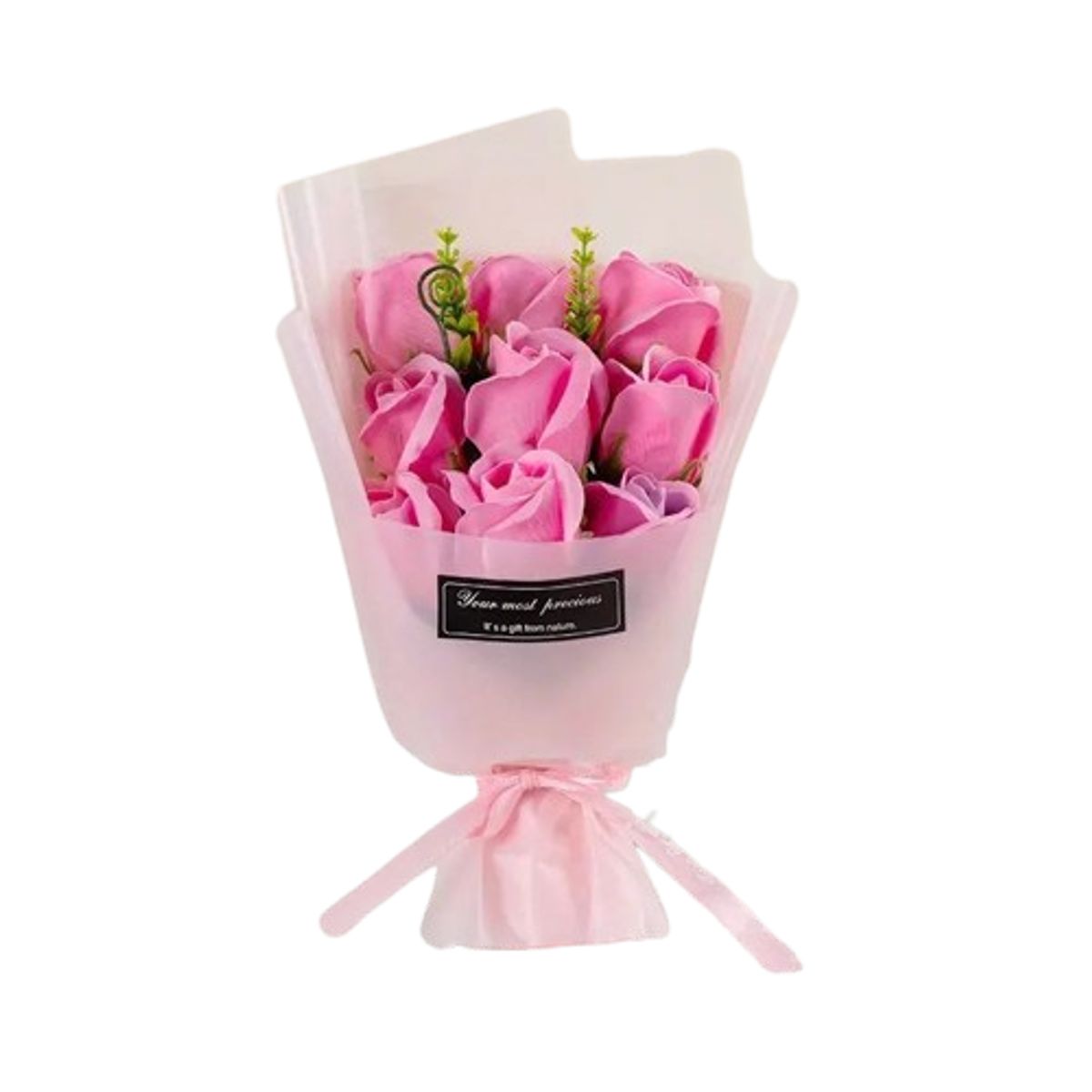 GENERICO - Bouquet de 10 Rosas Fucsias Eternas de Jabón