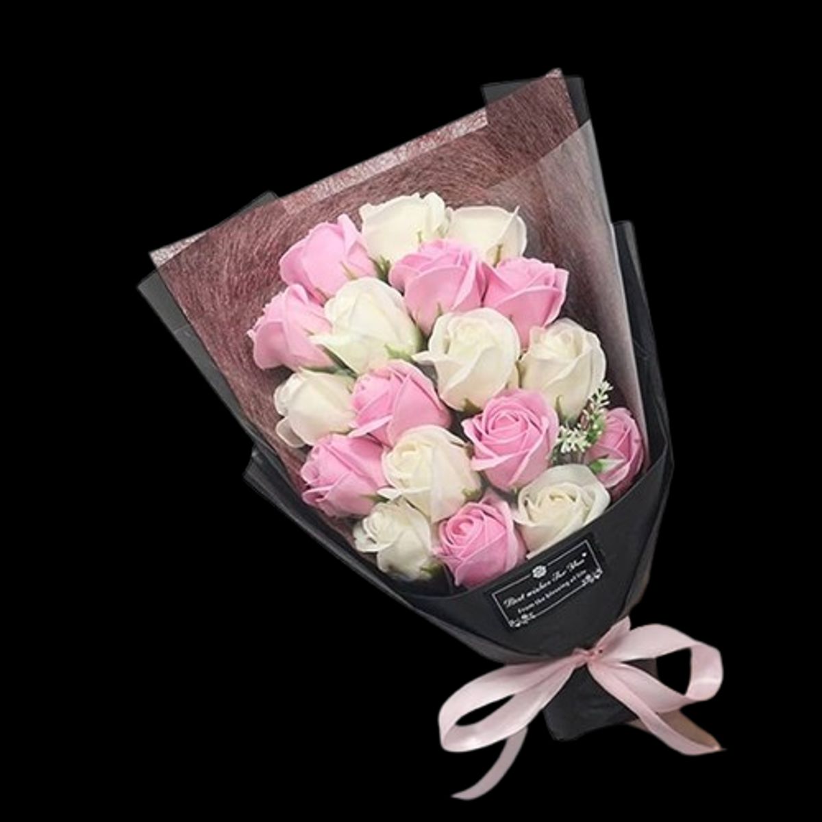 GENERICO - Bouquet de 24 Rosas Rosadas y Blancas Eterna de Jabón