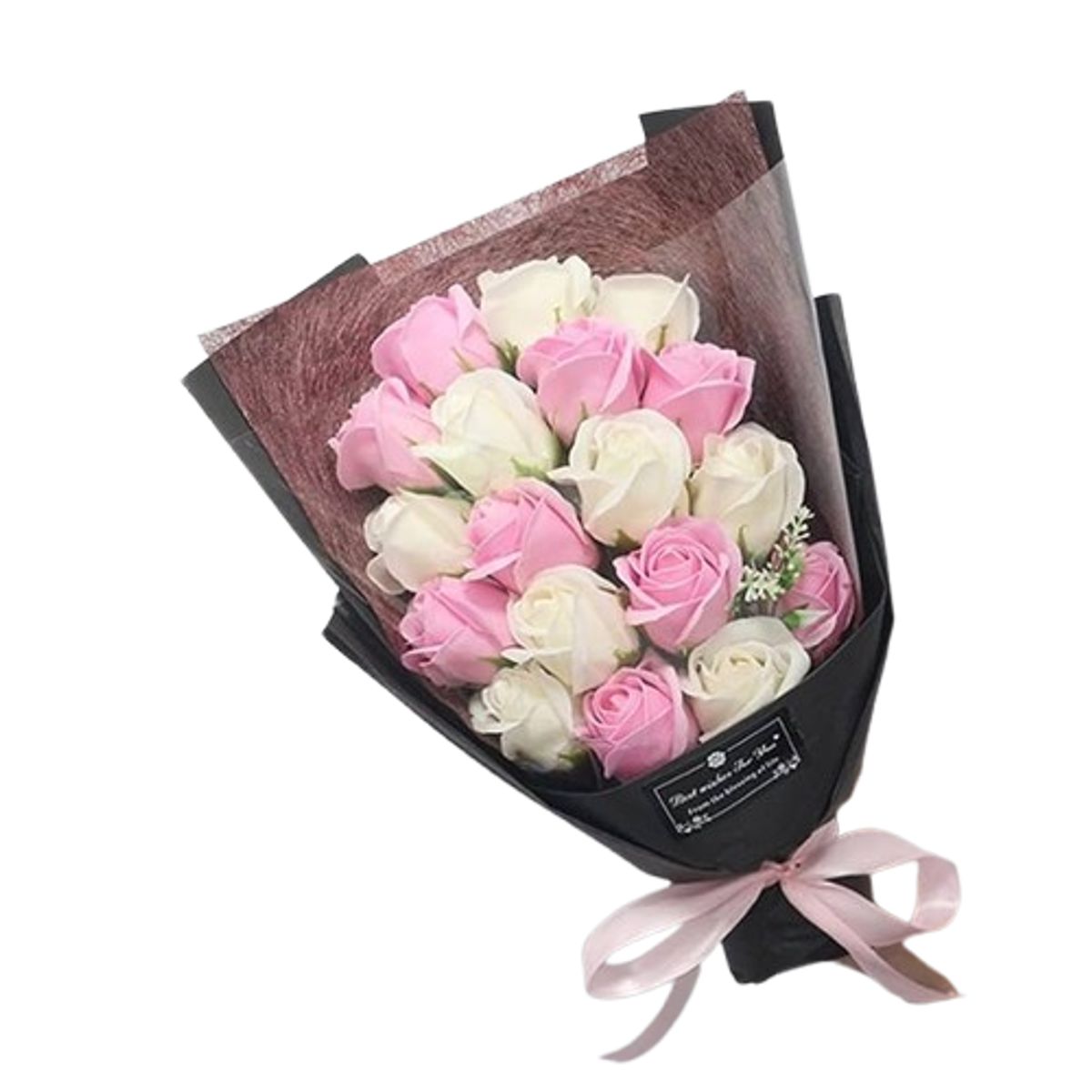 GENERICO - Bouquet de 24 Rosas Rosadas y Blancas Eterna de Jabón