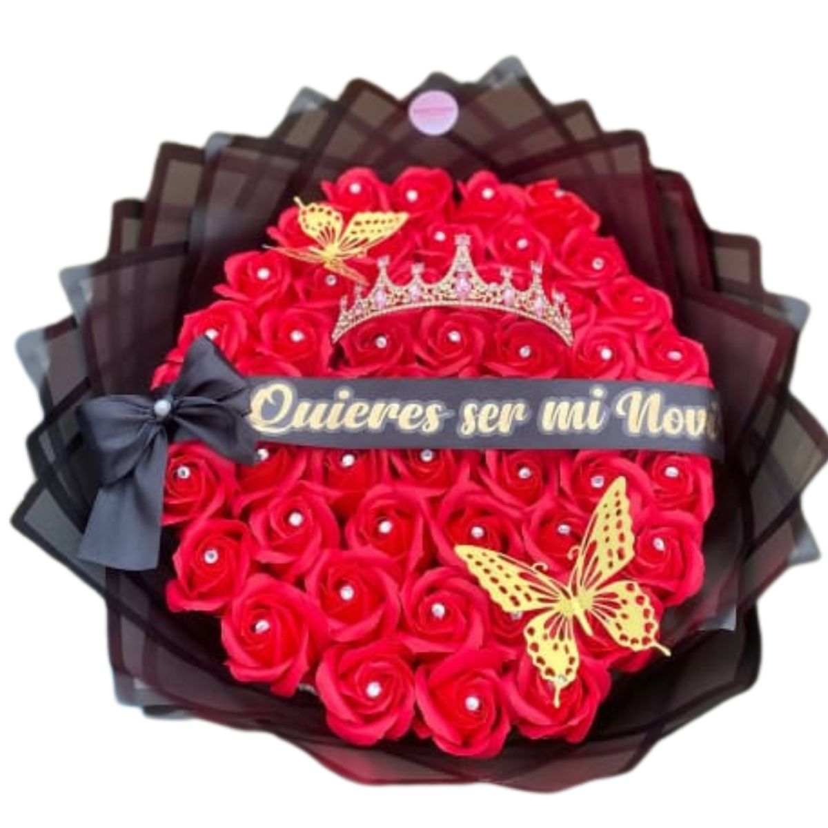 GENERICO - Bouquet de 50 Rosas Eternas Quieres ser mi Novia