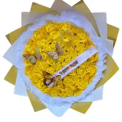 GENERICO - Bouquet de 100 Rosas Amarillas Eternas