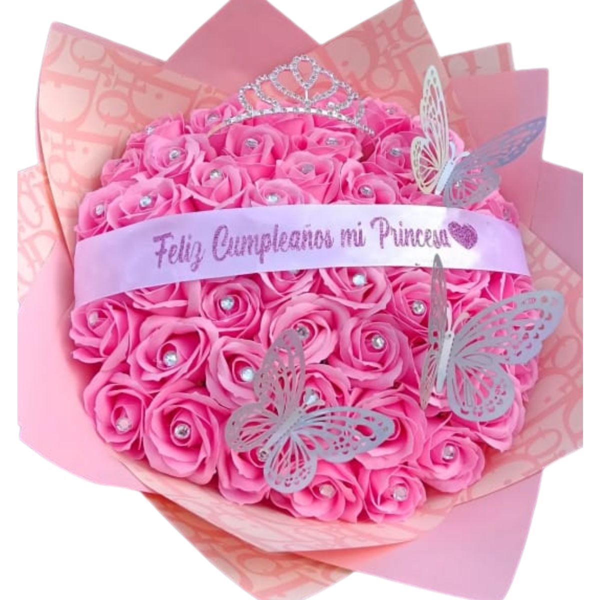 GENERICO - Bouquet de 50 Rosas Rosadas Eternas