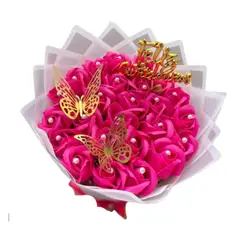 GENERICO - Bouquet de 25 Rosas Fucsias Eternas de Cumpleaños