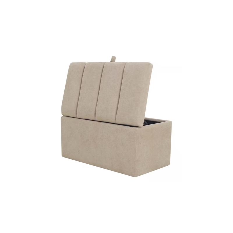 MUEBLES HVM - Banqueta Baúl Lineal Beige Felpa