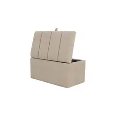 MUEBLES HVM - Banqueta Baúl Lineal Beige Felpa