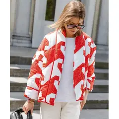 MOSS ROSE - Chaqueta de dama roja con contraste de colores