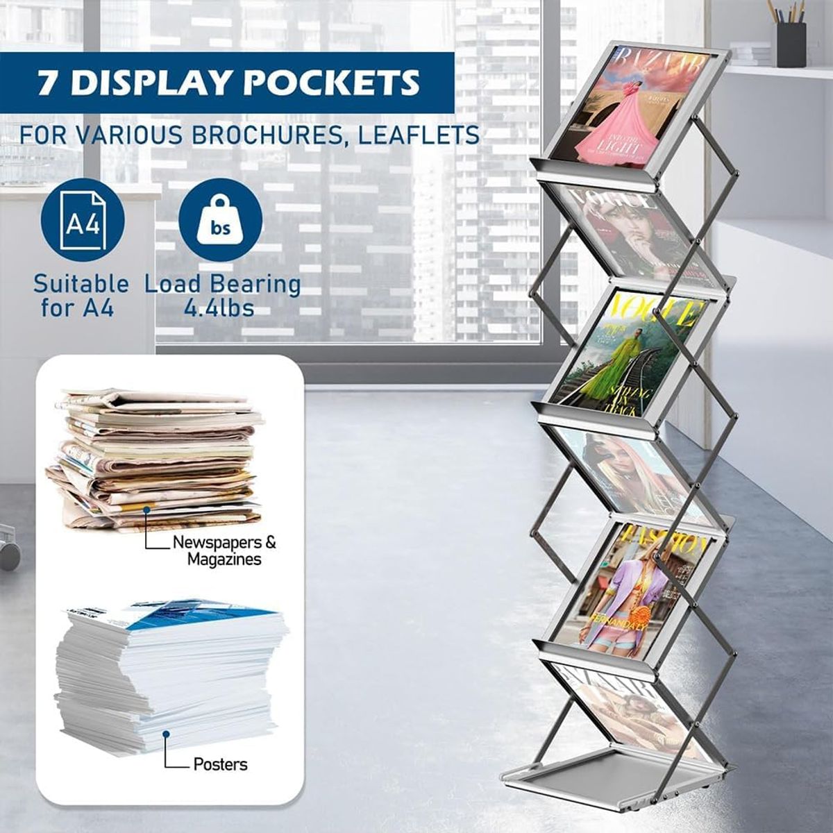 KUANGYE - Porta Folletos Plegable Expositor De Catálogos Folletero