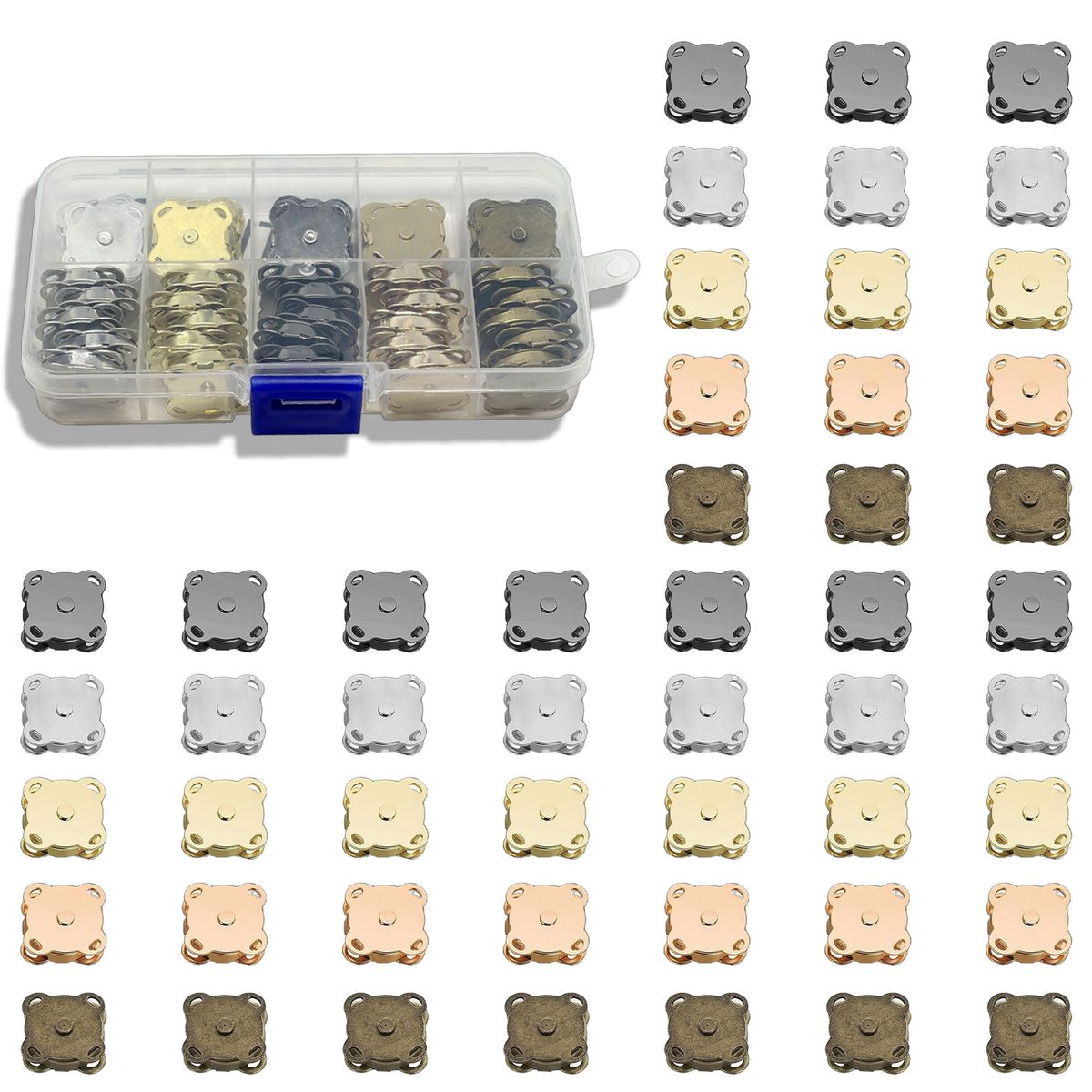 ATURE - 50 Pares Botón Magnético 14mm Broche Metal Imán Costura