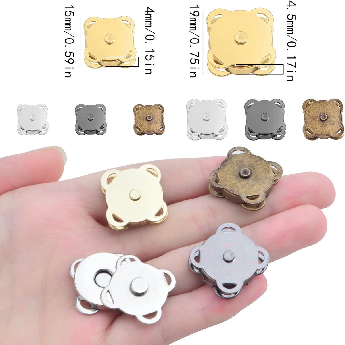 ATURE - 50 Pares Botón Magnético 14mm Broche Metal Imán Costura