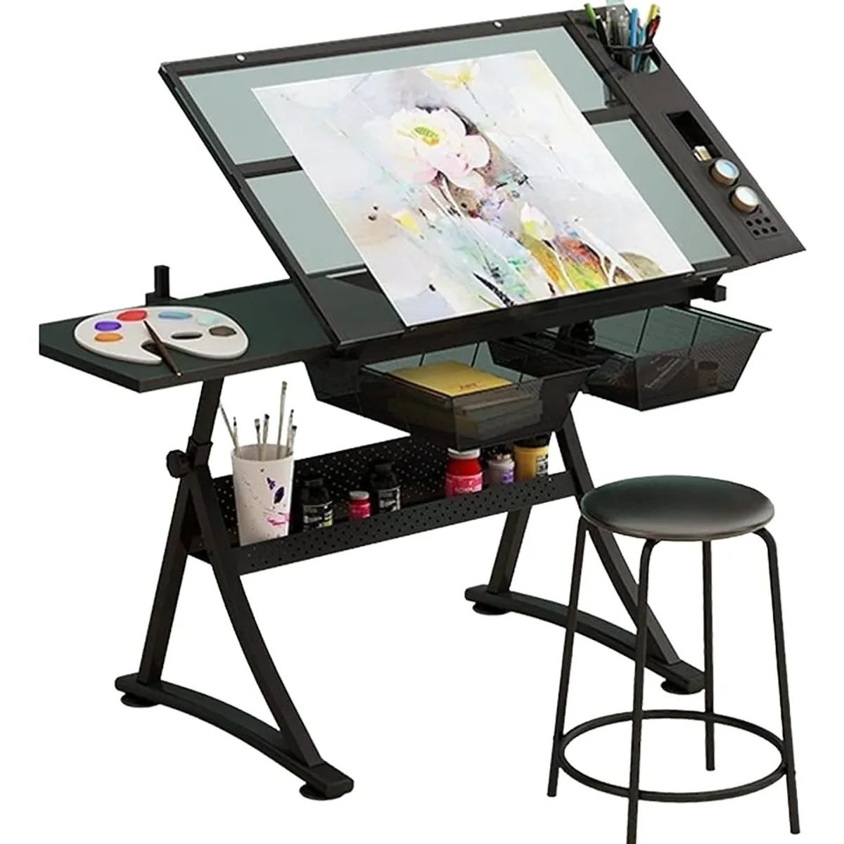 KUANGYE - Restirador Profesional Vidrio Templado Con Banco 90x60cm