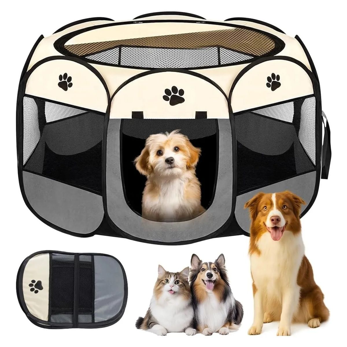 EVERSO - Corral Plegable Portátil Para Mascotas Perro Gato 8 Paneles