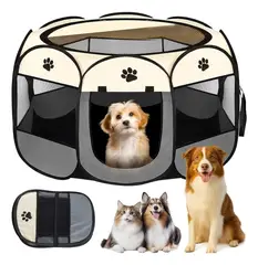 EVERSO - Corral Plegable Portátil Para Mascotas Perro Gato 8 Paneles