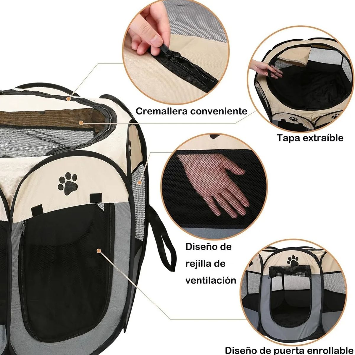 EVERSO - Corral Plegable Portátil Para Mascotas Perro Gato 8 Paneles