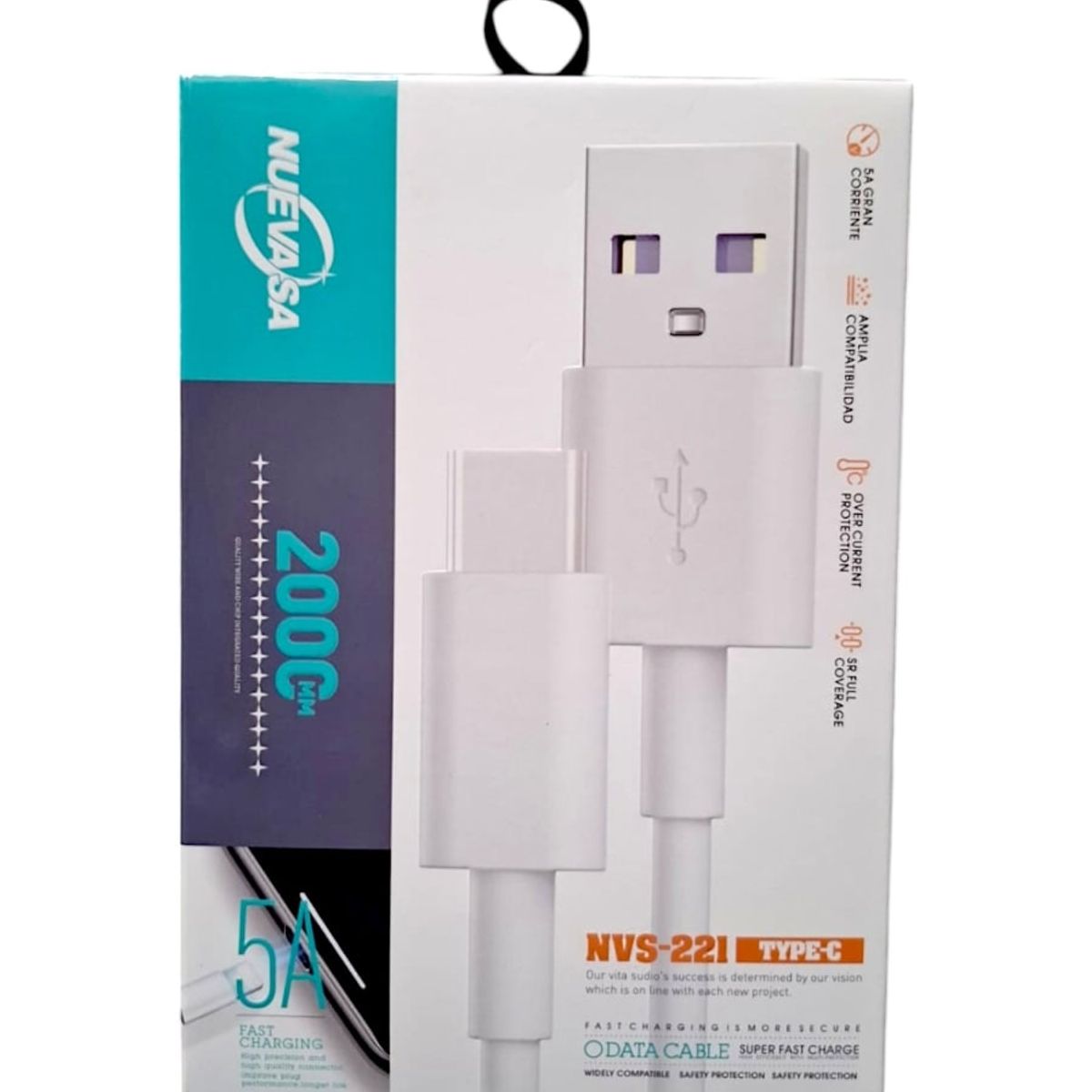 Cable USB Type C a USB A 5A 2M NVS 221 Multiusos, marca MALIK - Foto 2