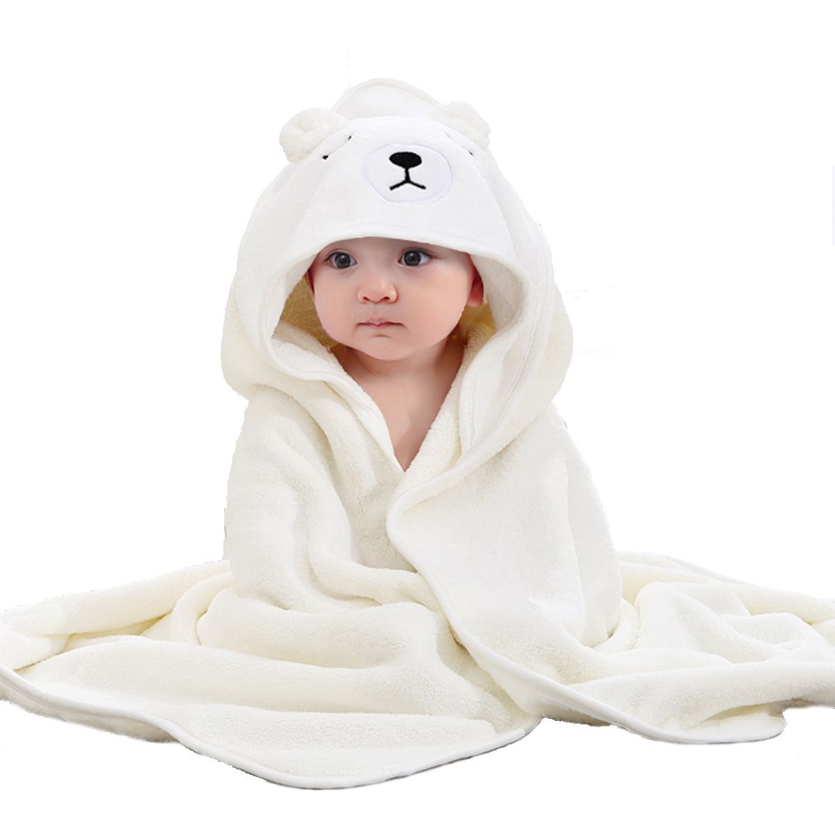 ATURE - Toallas De Baño Suaves Con Capucha Para Niños  Blanco 80 x 80 cm