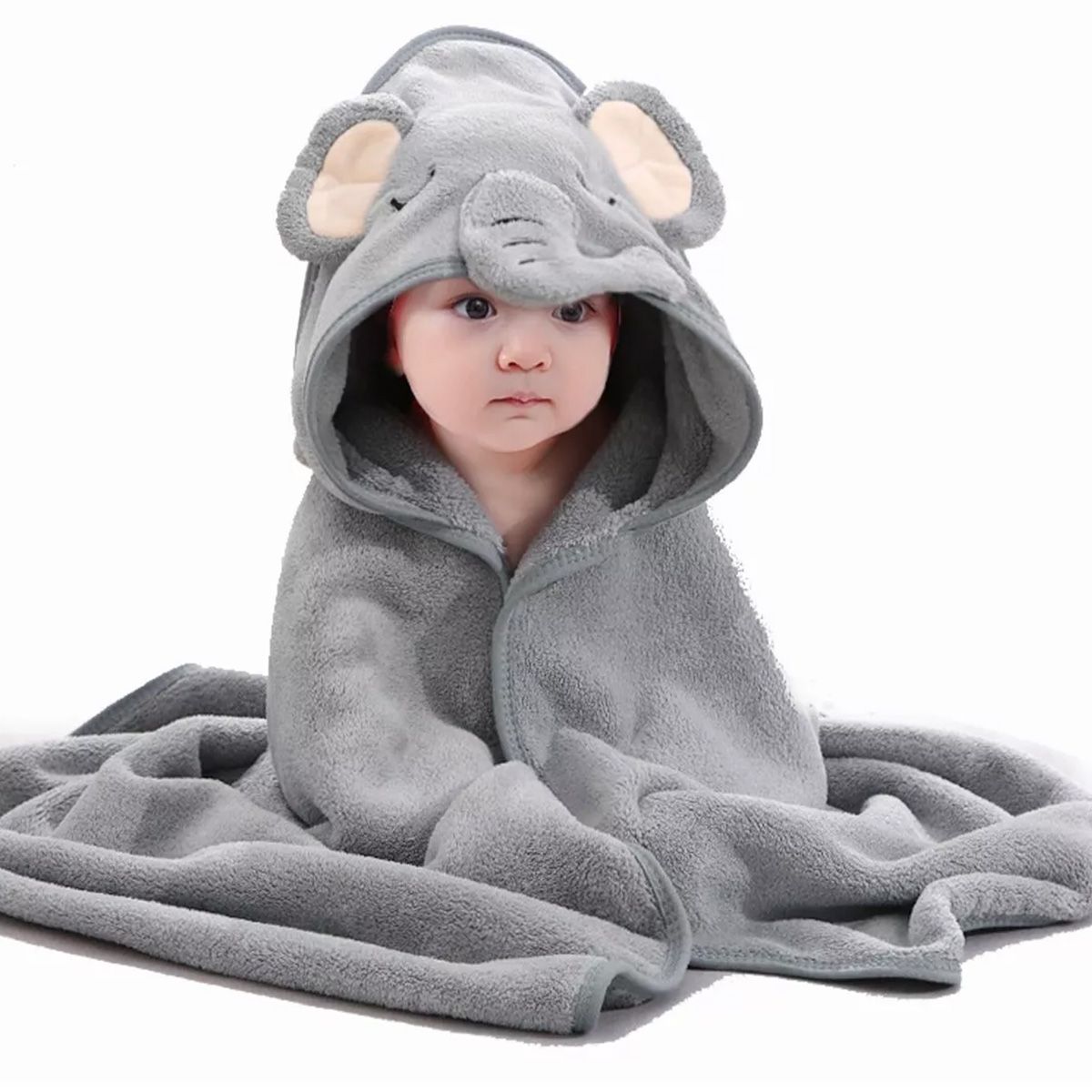 ATURE - Toallas De Baño Suaves Con Capucha Para Niños Gris 80 x 80 cm