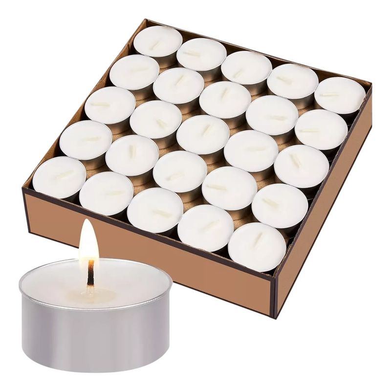 MALIK - Velas Tealight Blancas - 50 Unid., Ideal en Centros de Mesa