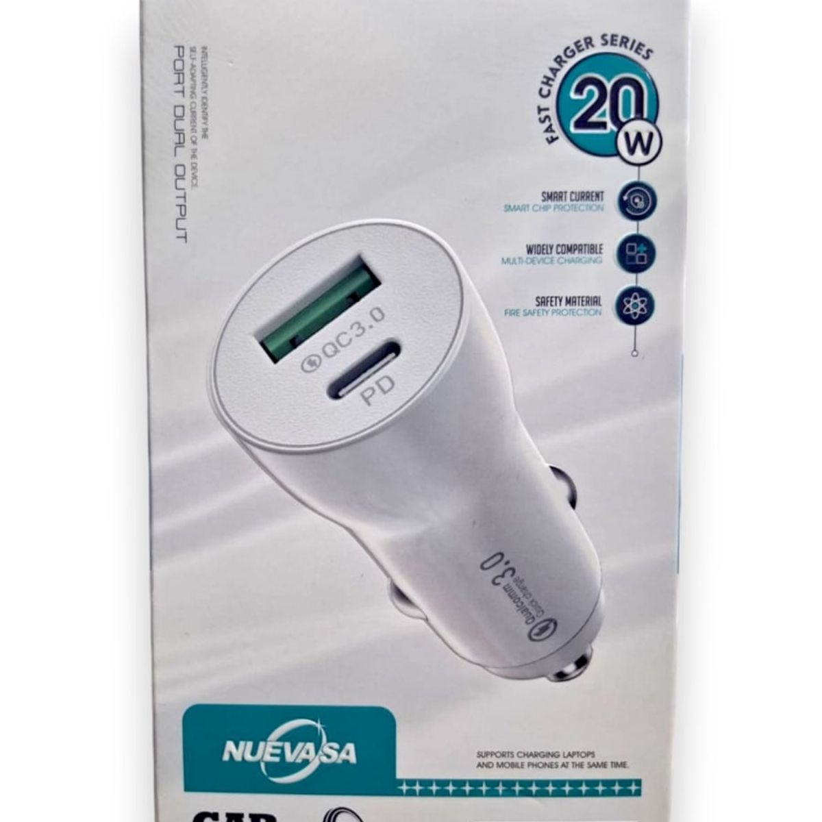 MALIK - Cargador Auto Doble Puerto USB y Tipo C 20W Rápido