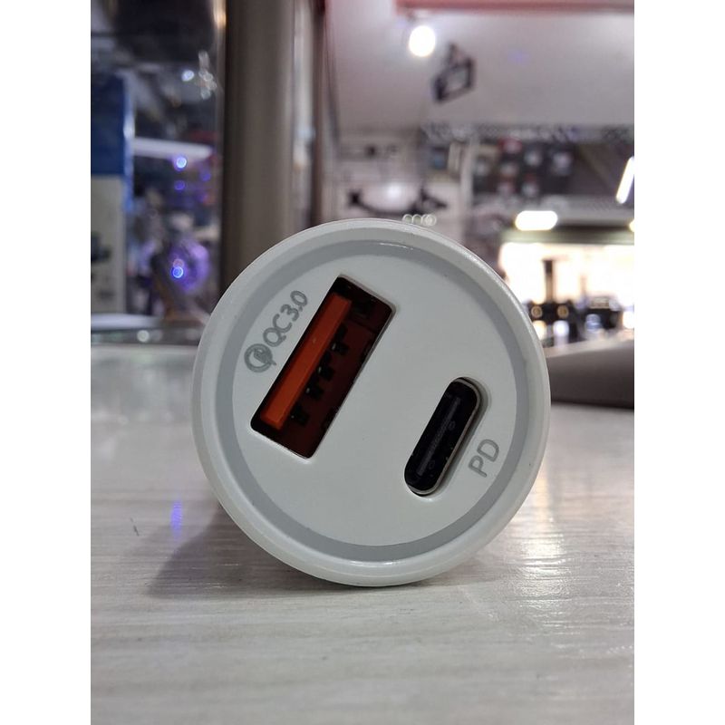 MALIK - Cargador Auto 12V-24V USB y Tipo C 20W Rápido