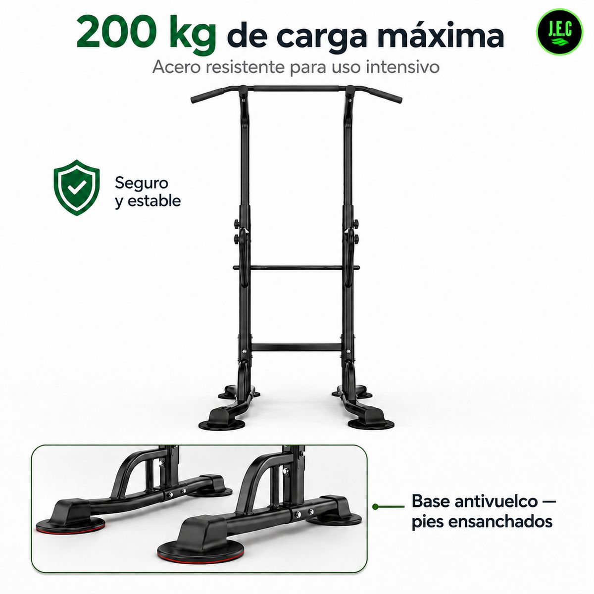 GENERICO - Torre Dominadas Paralelas Multifuncional 230cm Ajustable 200kg