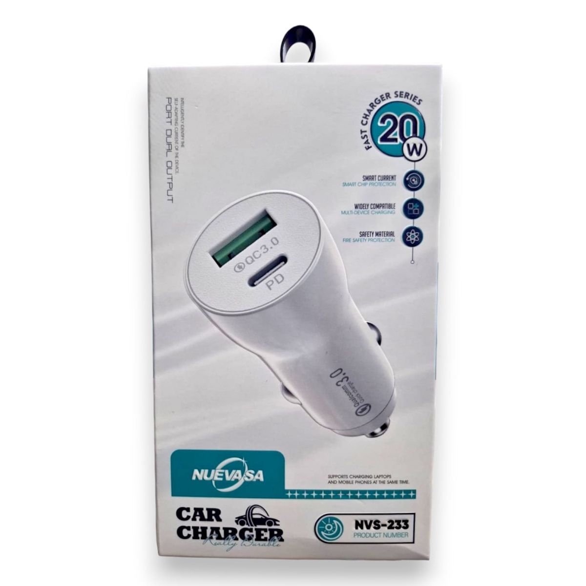MALIK - Cargador USB y Tipo C 20W para Coches QC30