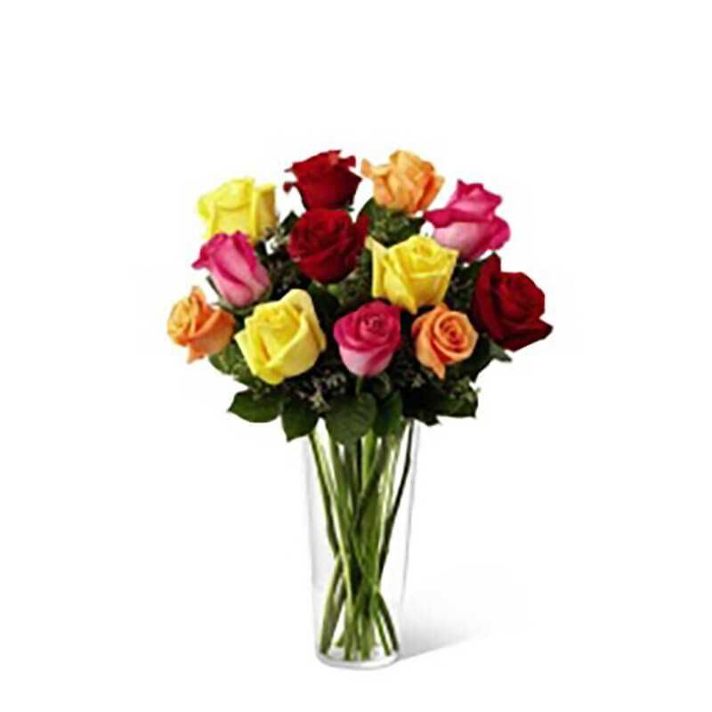 GENERICO - Florero 12 Rosas de Colores