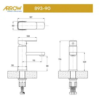 ARROW - MONOMANDO LAVAMANOS SQUARE BRUSHED NICKEL