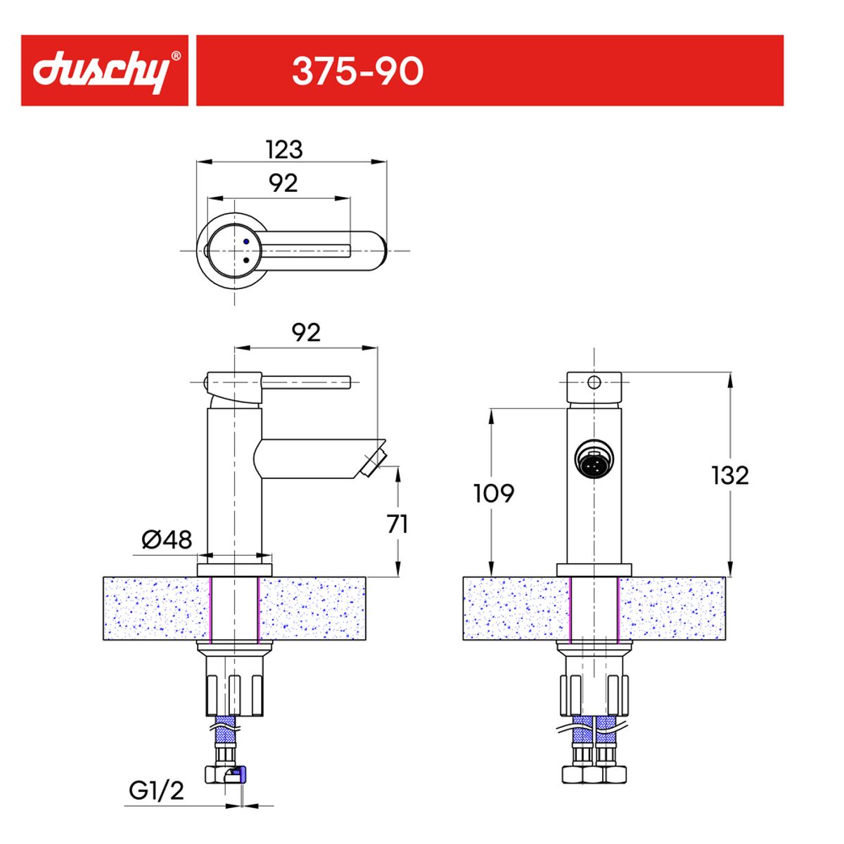 DUSCHY - MONOMANDO LAVAMANOS ATLANTIC