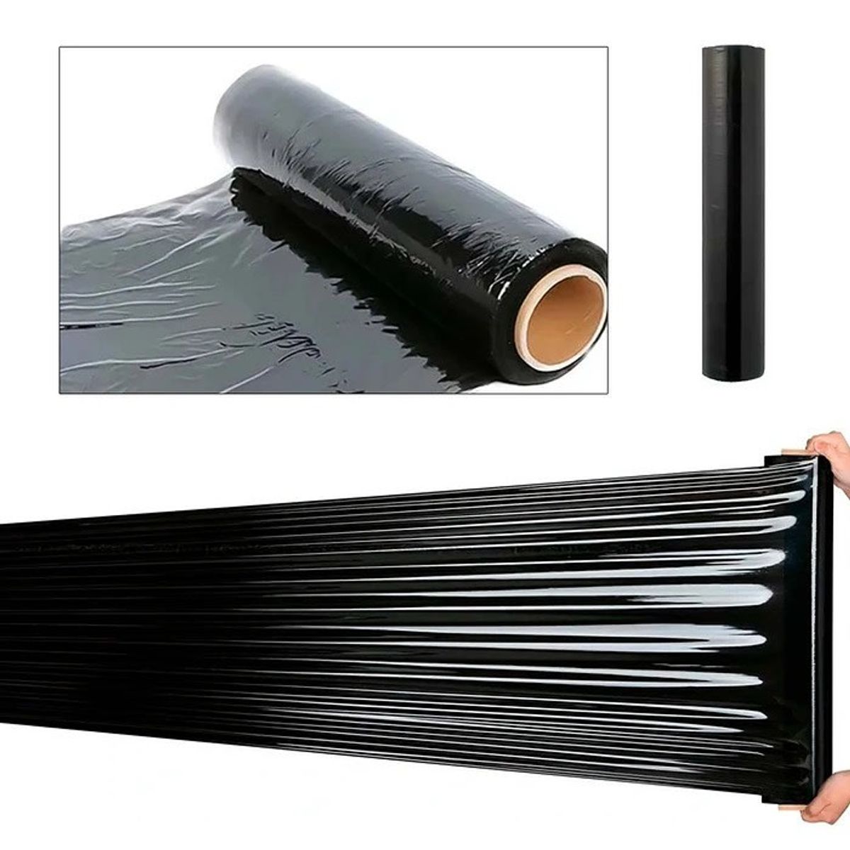 MALIK - Alusa Film Stretch Negro - Rollo 35kg 350m 50cm Ancho
