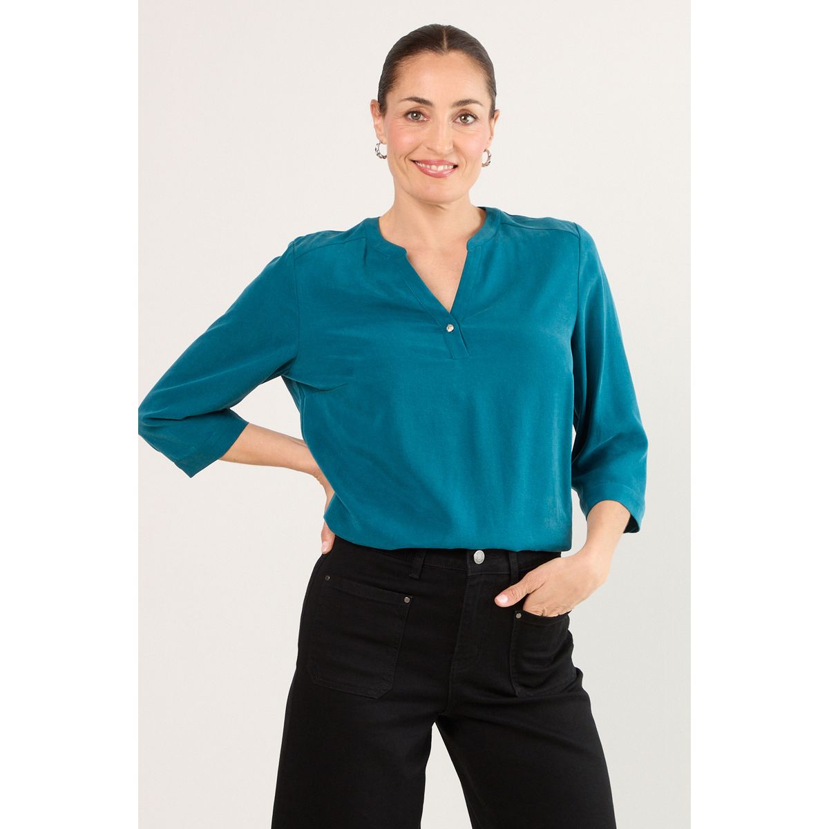 MA GRIFFE - Blusas Manga Larga Mujer Petroleo Magriffe