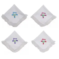 GENERICO - Pack 4 Pañuelos Mujer Blancos Copihue De Competencia 45x45cm
