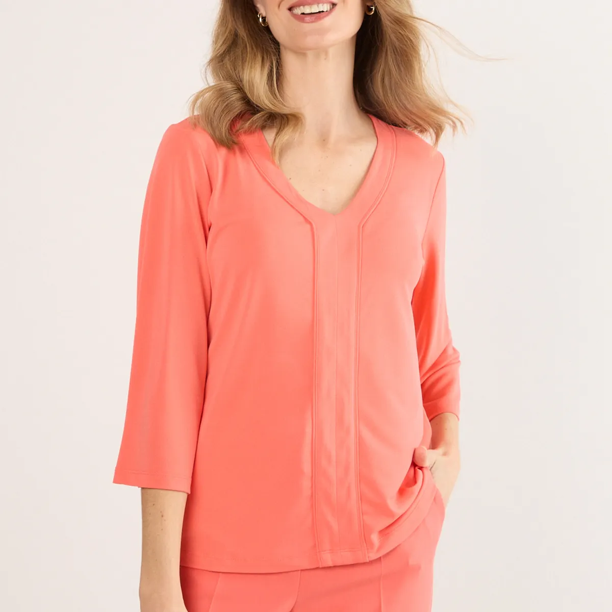 MA GRIFFE - Polera Manga Larga Mujer Coral Magriffe