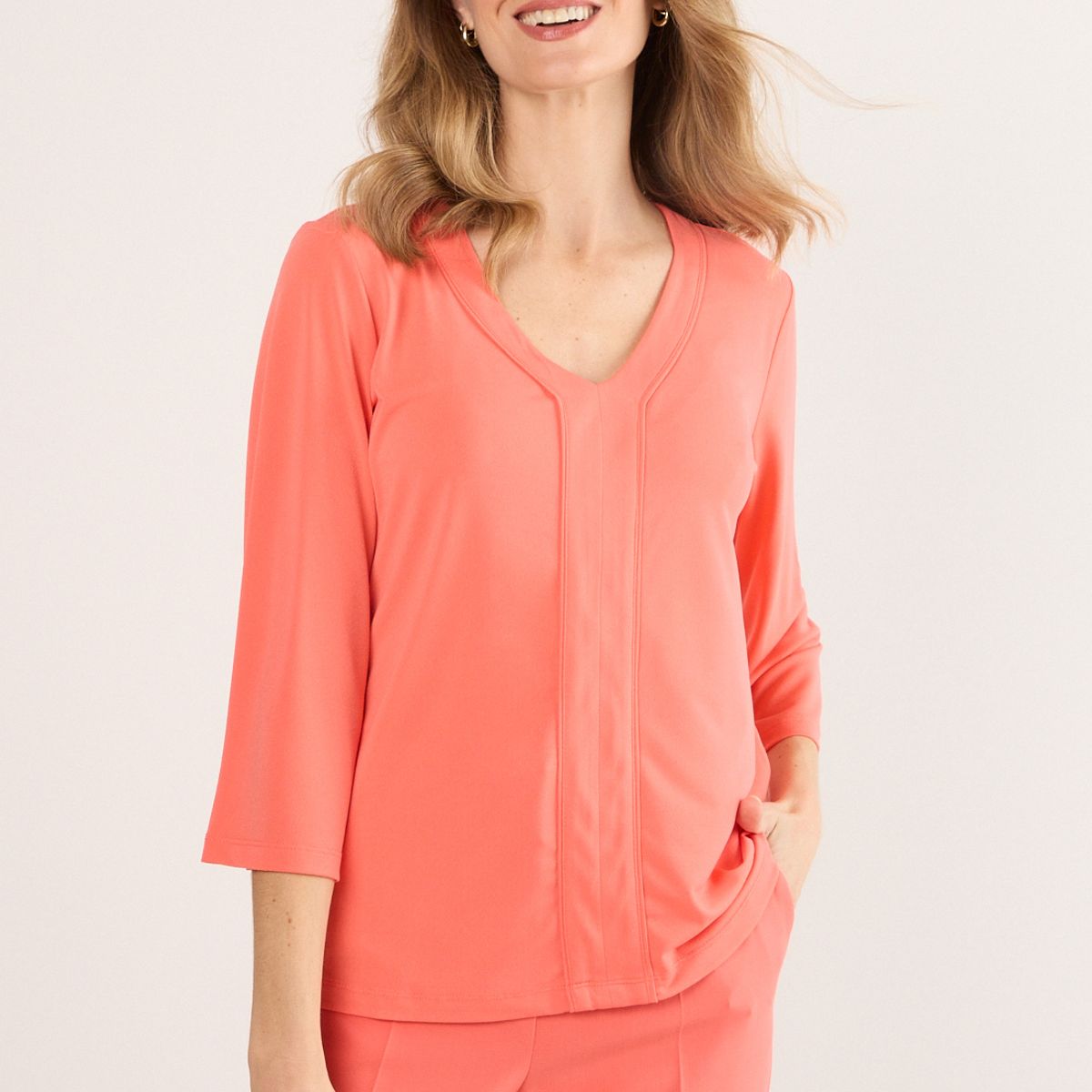 MA GRIFFE - Polera Manga Larga Mujer Coral Magriffe