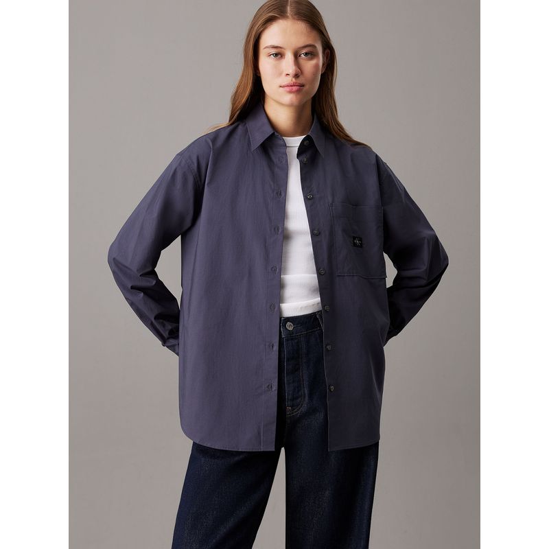 CALVIN KLEIN - Camisa holgada de popelín de algodón Azul Calvin Klein
