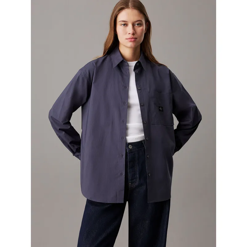 CALVIN KLEIN - Camisa holgada de popelín de algodón Azul Calvin Klein