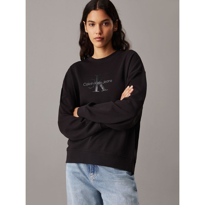 CALVIN KLEIN - Polerón con monograma Negro Calvin Klein