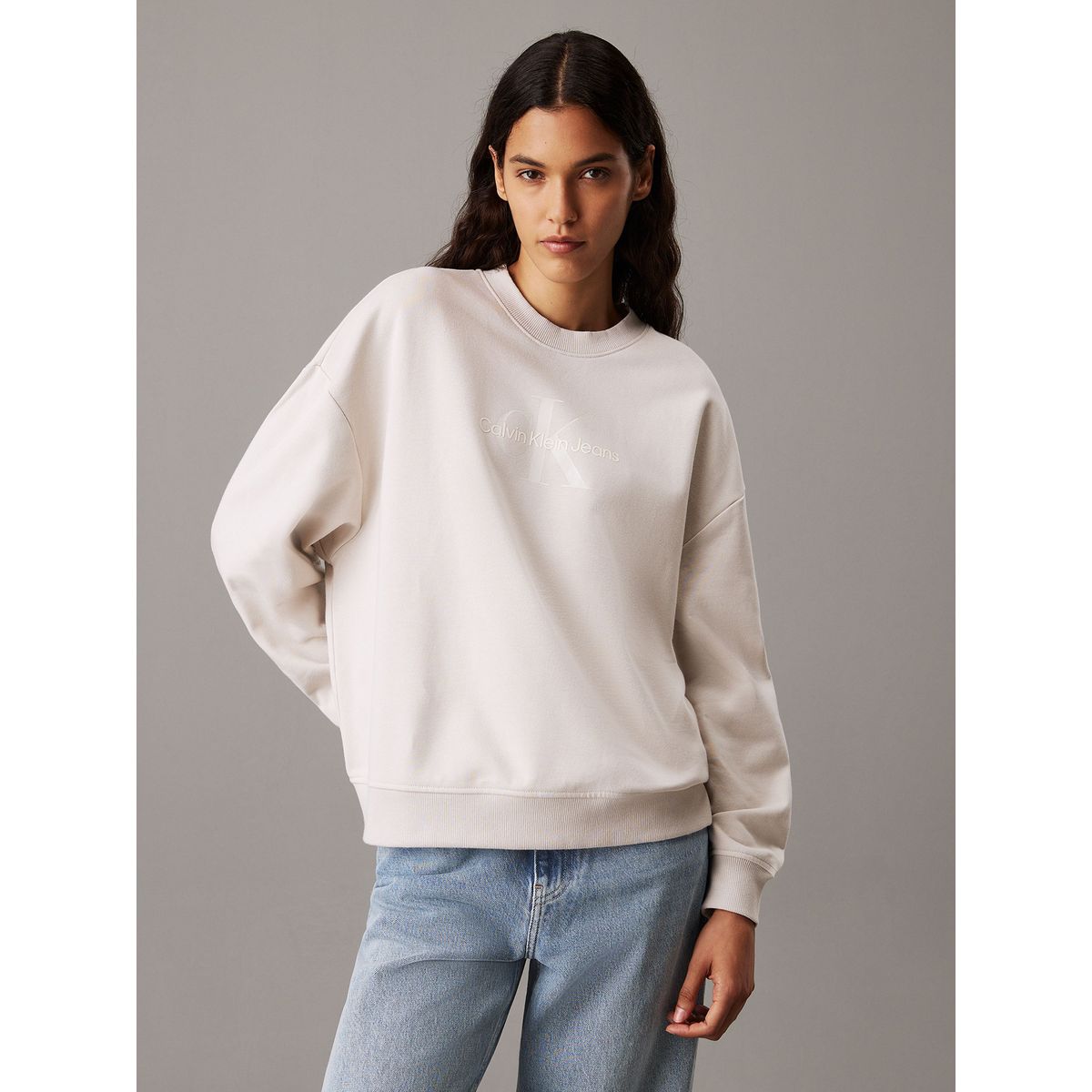 CALVIN KLEIN - Polerón con monograma Beige Calvin Klein